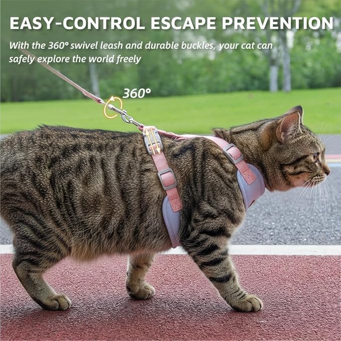 Escape-Proof Cat Harness and Leash Set - Adjustable and Comfortable - Ideal for Walking Cat Outdoors - Fits Small Dogs, Kittens, Medium, and Large Cats (Blue, XS)