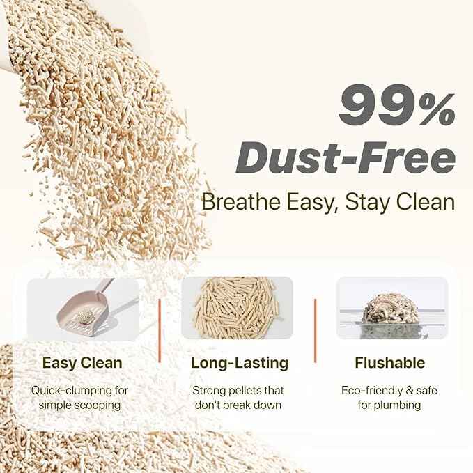 Michu Tofu Cat Litter Gen3 – 100% Natural & Biodegradable Clumping Formula, Fast-Clumping, Odor-Control, Flushable, Low-Tracking, Dust-Free – Value Box, 2 Boxes=22 lb, Peach