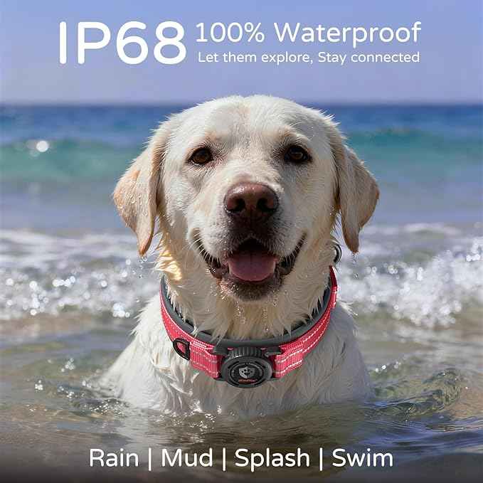 Upgraded AirTag Dog Collar with Holder, Waterproof Reflective Air Tag Dog Collar with widened Comfortable Padding & Ultra-Durable Metal Buckle, Adjustable for eXtra Large Dogs (XL, Rose Red)