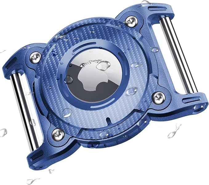 ONEONTA for Airtag Dog Collar Holder | Airtag Dog Waterproof - Airtag Holder for Dog Collar with Removable Metal Loop, Sturdy TPU, Lightweight, Compact Size,Fit 1" Width Collar,Airtag 1st,2nd Gen,Blue
