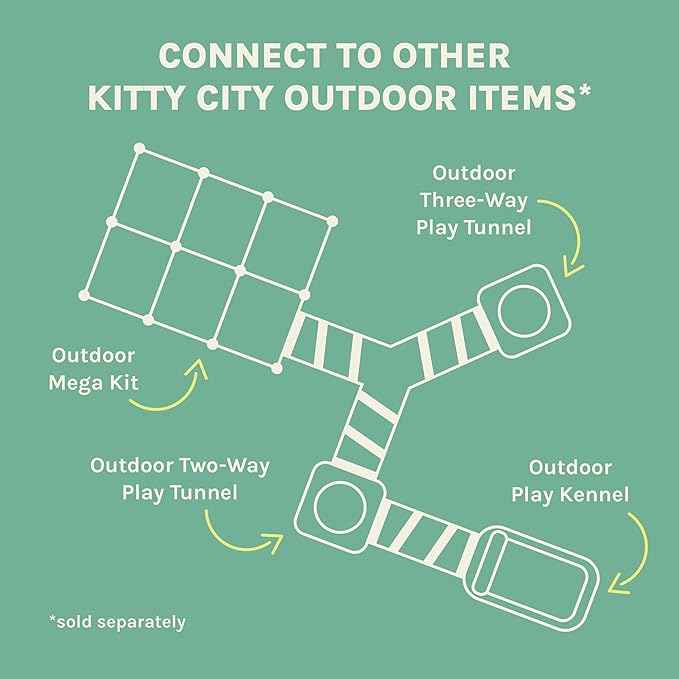 Kitty City Outdoor Catio Furniture and Play Kits for Cats, Two Way Tunnel