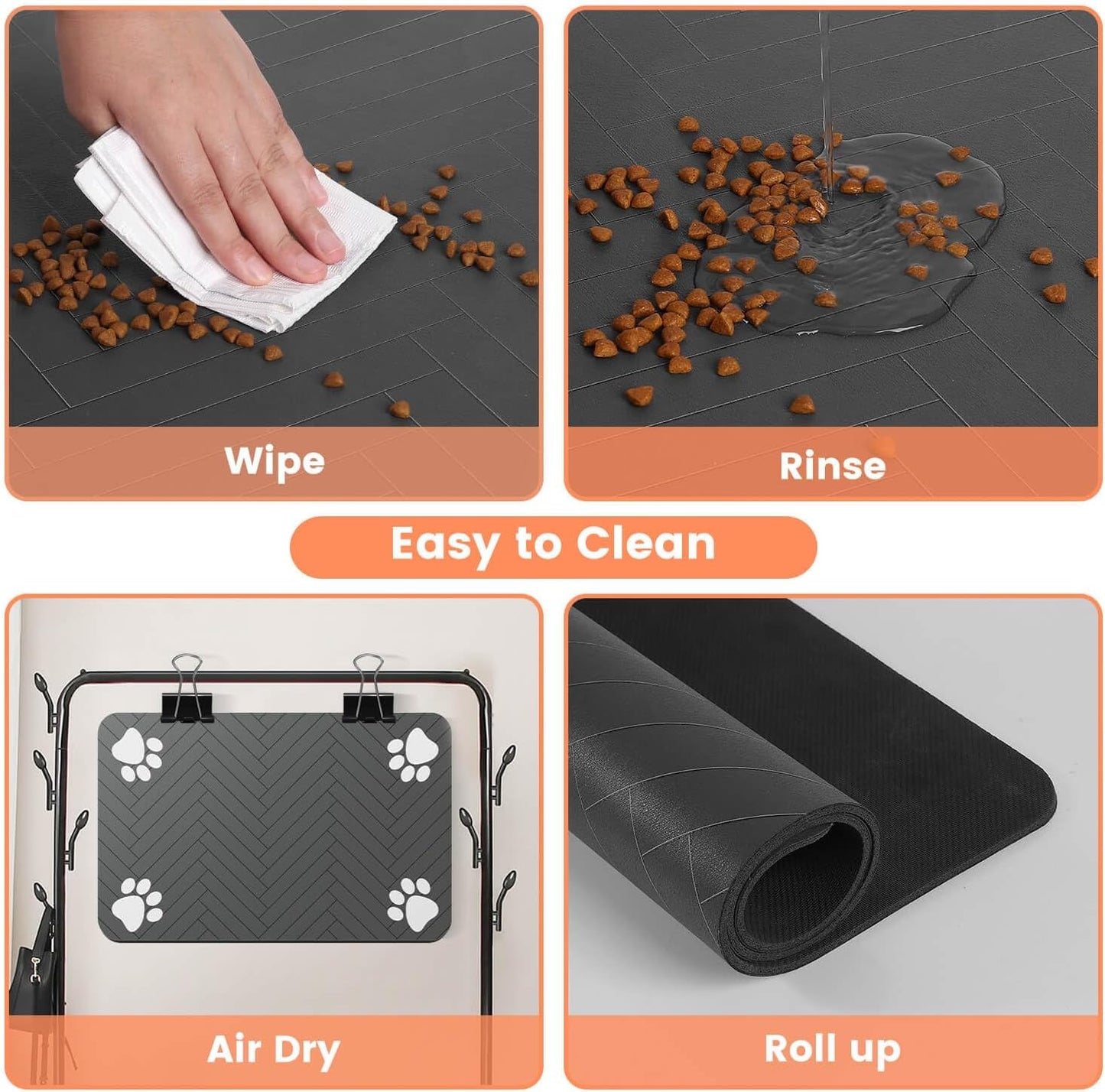 Pet Feeding Mat-Absorbent Pet Placemat for Food and Water Bowl, with Waterproof Rubber Backing, Quick Dry Water Dispenser Mat for Dog and Cat (17"x27", Blue)