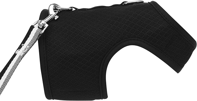 Cat Harness and Leash for Walking Escape Proof Breathable Mesh Fabric, Solid Black, XX-Large, Adjustable Cat Walking Jackets, Padded Stylish Cat Vest