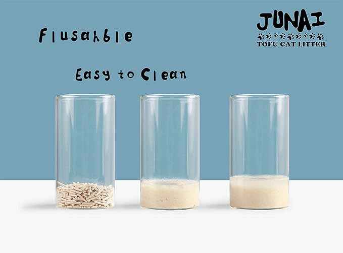 JUNAI Tofu Cat Litter 8 Packs(2.3kg x 8), Original Clumping Cat Litter Pellet Natural Vegan Kitty Litter, Lightweight and Dust Free cat Litter for Multiple Cats, Flushable Biodegradable, Ship from CA