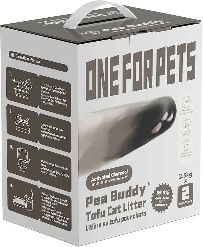 Pea Based Tofu Cat Litter, Dust Free Cat Litter, Low Tracking, and Natural Odor Control, Flushable (2 Bags, Charcoal (Unscented))
