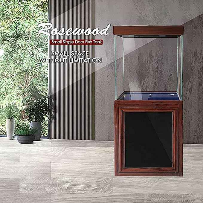 40 Gallon Glass Aquarium with Aluminum Cabinet - Including Sump for Filtration and Circulation, Plumbing, LED, Redwood