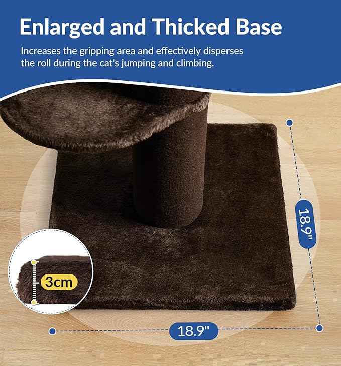 Cat Craft Cat Scratching Post with Bed Carpet Scratching Post with Perch Cat Pole for Indoor Cats Cat Tree Tower, Brown