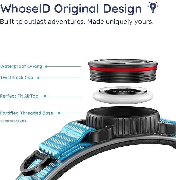 WhoseID Premium AirTag Dog Collar - Waterproof Medium Air Tag Dogs Collar | Magnetic Buckle Heavy Duty Collar | Reflective Dog Collar with AirTag Holder