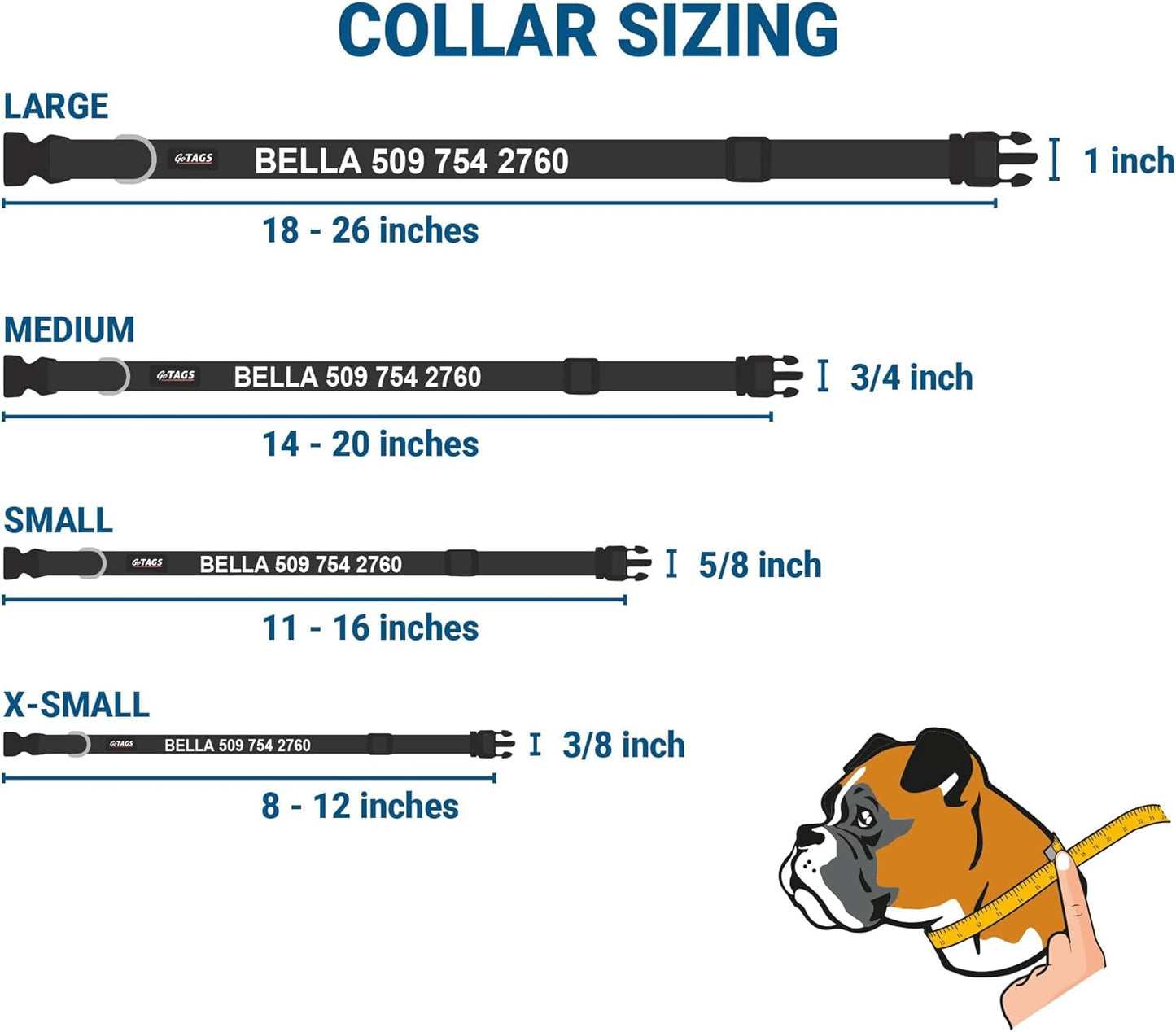 GoTags Personalized Dog Collar with Nameplate, Adjustable Dog Collar with Custom Engraved Slide On Pet ID Tag in Stainless Steel, Silent, No Noise Dog Tag (Beige, X-Small)
