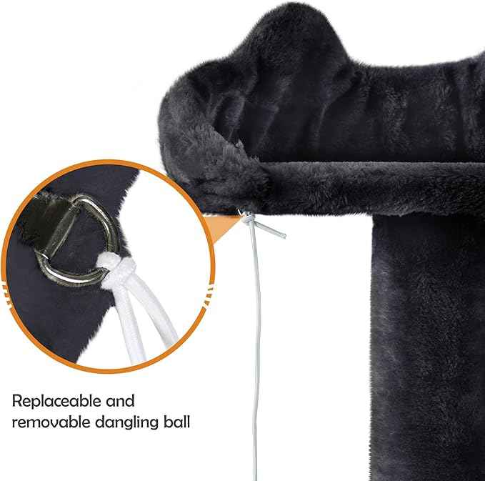 Yaheetech 62in Cat Tree Cat Tower for Indoor Kitten, Pet Furniture w/Double Condo, Scratching Posts, Multiple Platforms and Balls for Kittens, Black