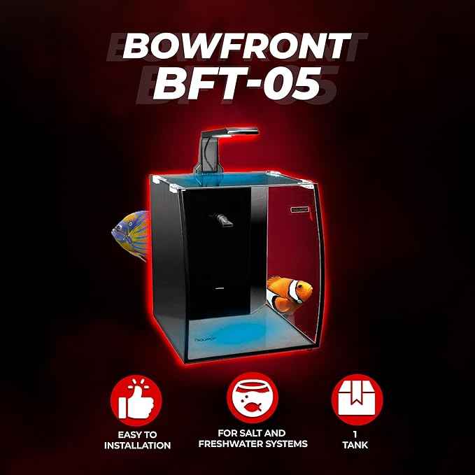 Aquatop Vertical Bowfront Glass Aquarium, 5-Gallon – All-in-One Tank with Filter and LED Light, High Clarity Glass for Freshwater & Saltwater