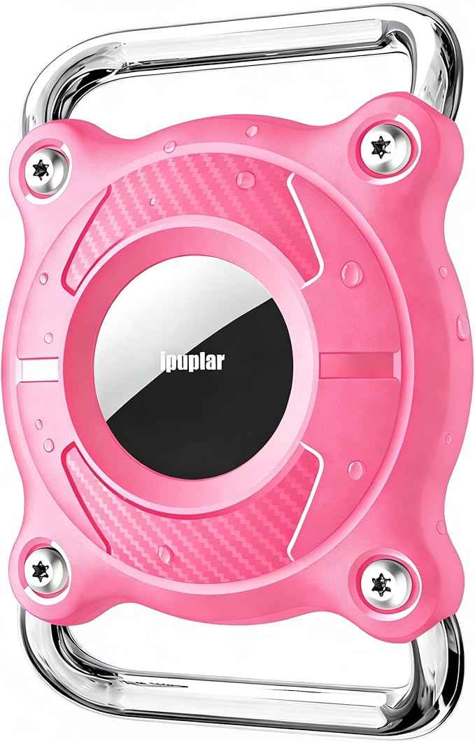IPURLAR for Airtag | Dog Airtag Holder | Waterproof - Airtag Dog Collar Holder with Removable Metal Loop, Light Weight fit Width1.2in/ Thick0.18in Airtag Collar Holder/Pink