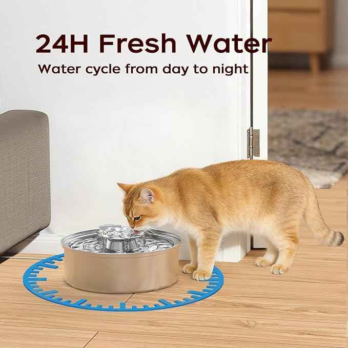 OYES Cat Water Fountain,Stainless Steel 2.0L/67oz Automatic Circulating Pet Water Fountain,Ultra-Quiet Pump with LED Light,Dishwasher Safe,Cat Fountain Suitable for Cat and Puppy (2L Cat Fountain)