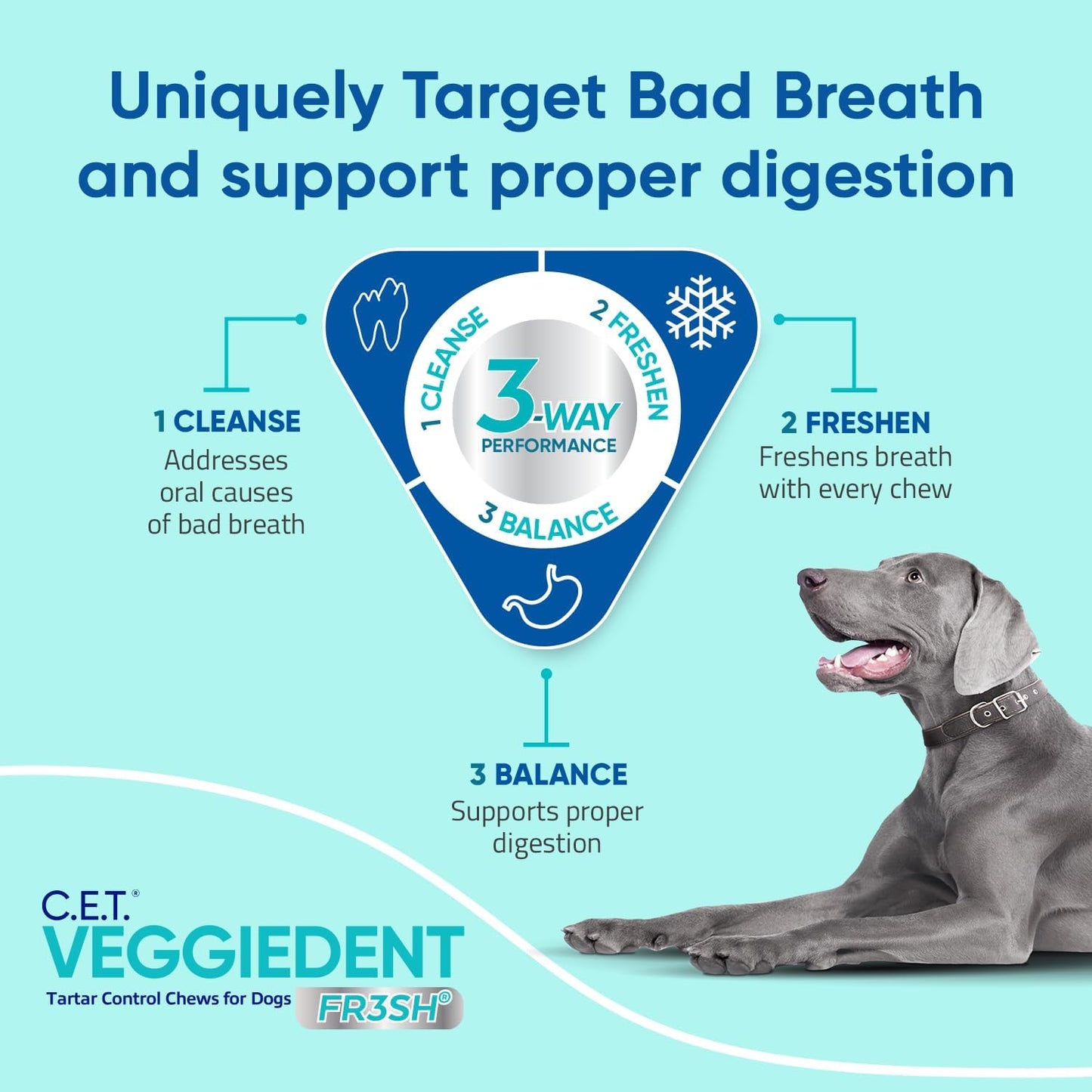 Virbac C.E.T. VEGGIEDENT FR3SH Tartar Control Chews for Dogs, Medium, Beef, 1.6 pounds