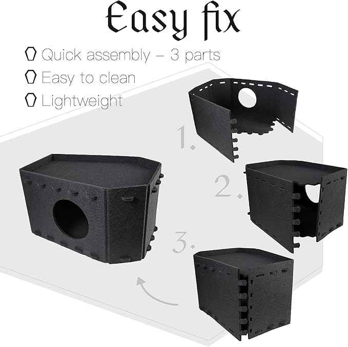 Gothic Cat Bed for Indoor Cats or Pets, Foldable as Halloween Cat House with Soft Cushion for Goth Bed, Gothic Cat House, Coffin Shape Cat Cave Bed, Black and Red Color Halloween Cat Bed