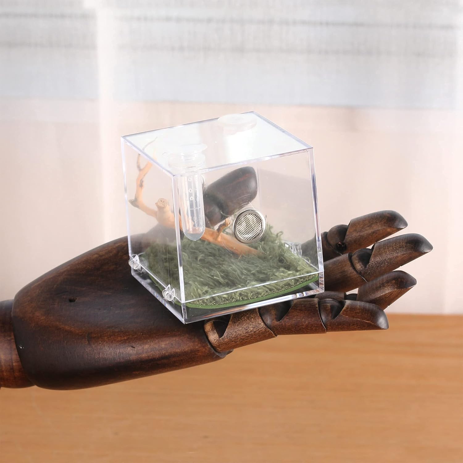 crapelles Jumping Spider Micro Big Habitat, Small Pet Insect Breeding Box, 360 Degree High Transparent Reptile Cage, Acrylic Case Mini Carrier for Amphibians, Feeding Container Enclosure Accessories - FurryFun