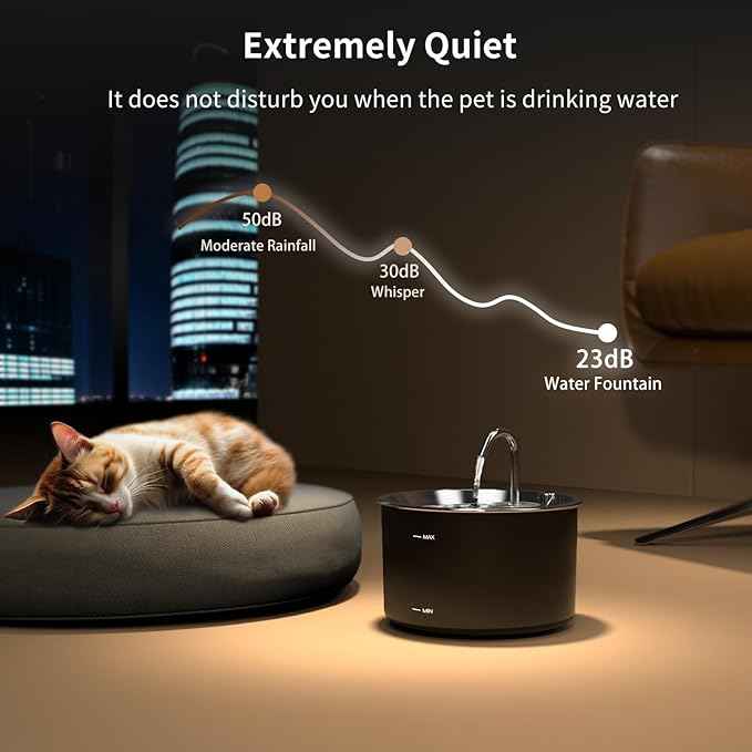 Cat Water Fountain Stainless Steel Lid, Corded 3L/101oz Pet Water Fountain, Dog Waterer with Quiet Pump and 4-Layer Filtration for Cats and Dogs