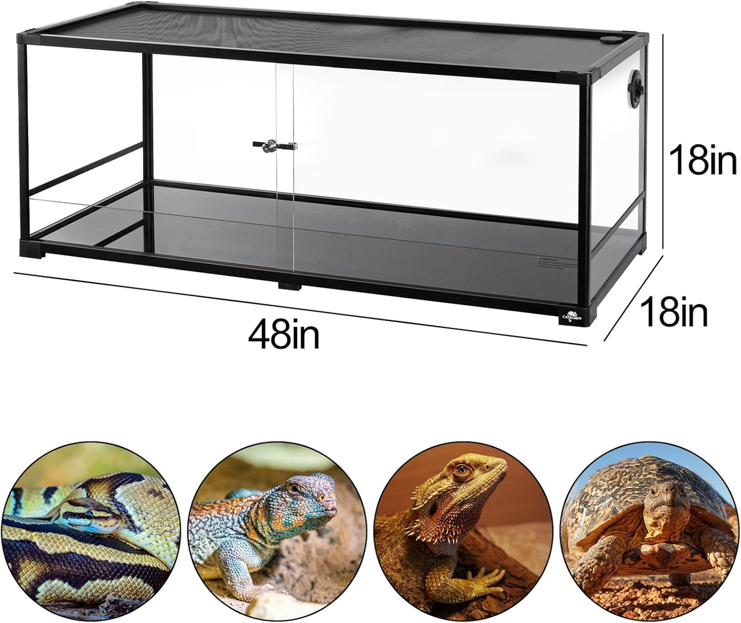 67 Gallon Reptile Tank, Glass Reptiles Terrarium 48" x 18" x 18", Sliding Door, Top Ventilation, Cable Pass, Humidify Hole, Large Reptile Cage Habitat for Bearded Dragon, Lizard, Snake, Gecko - FurryFun