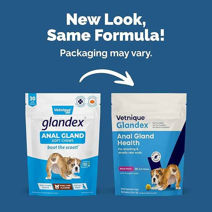 Vetnique Glandex Anal Gland Soft Chew Treats with Pumpkin for Dogs Digestive Enzymes, Probiotics Fiber Supplement for Dogs Boot The Scoot (Bacon Flavor Chews, 30 Count) (Pack of 2)