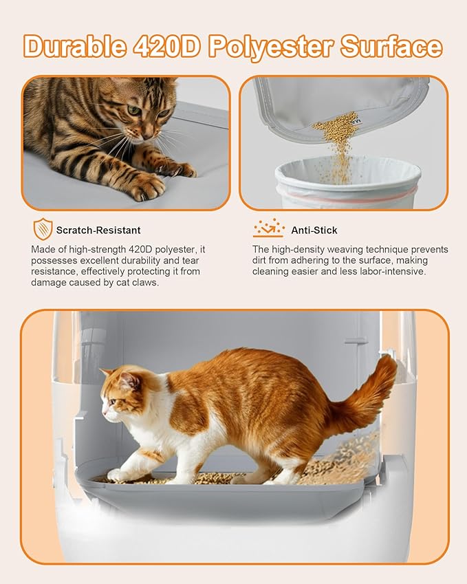 Self Cleaning Litter Box Mat, Cat Litter Pads for Automatic Cat Litter Box, Waterproof, Leakproof, Anti-Stick, Scratch Resistance, High Flexibility Self Cleaning Litter Box Replacement Accessories