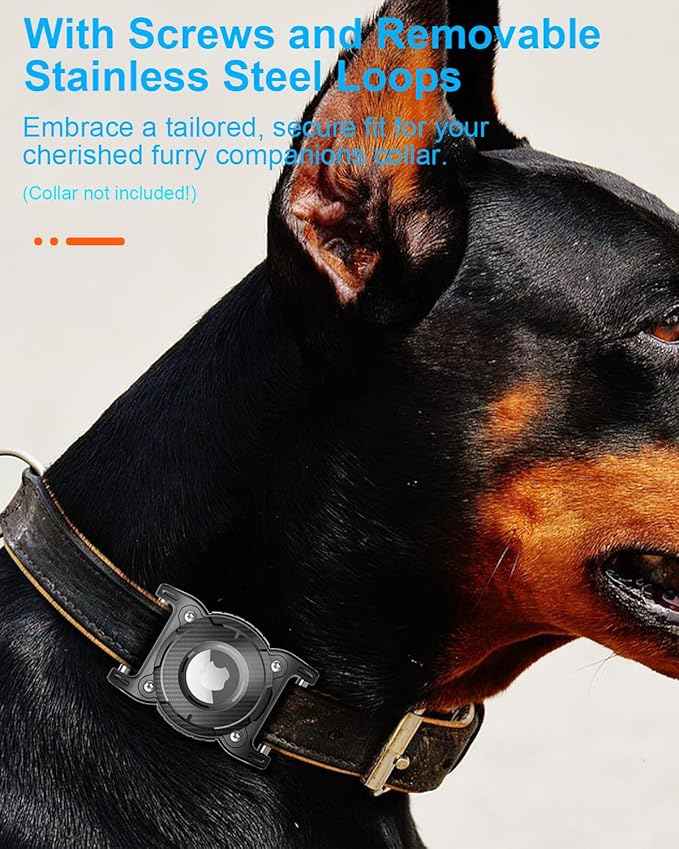 ONEONTA for Airtag Dog Collar Holder | Airtag Dog Waterproof - Airtag Holder for Dog Collar with Removable Metal Loop, Sturdy TPU, Lightweight, Compact Size,Fit 1" Width Collar,Airtag 1st,2nd Gen,Blue