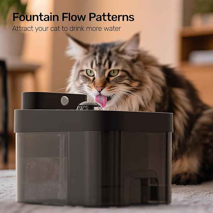 2026 Latest Cat Water Fountain, No Filter Cotton, App Monitoring Wastewater Separation Wireless Pet Fountain, 5000mAh Battery & Plug-in, 3L/101oz Water Dispenser for Cats Indoor, 2.4G Wi-Fi