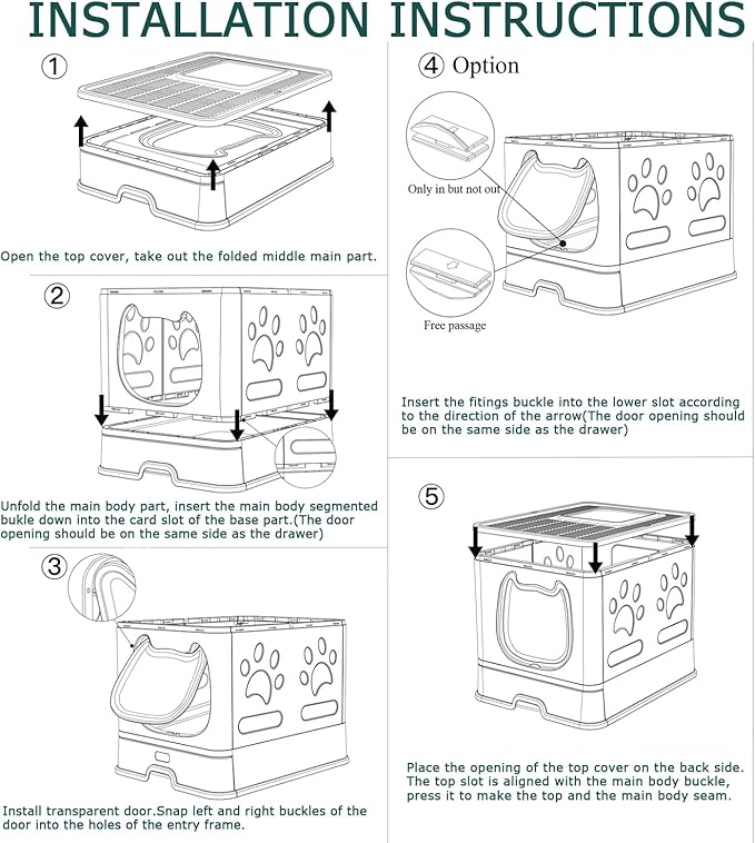 Cat Litter Box with Lid, Covered Top Entry Kitten Litter Pan for Small and Medium Cats, Anti-Splashing Kitty Potty with Slide-Out Litter Tray