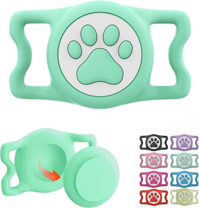 Waterproof Airtag Dog Collar Holder for Apple Air Tag, Silicone Dogs Airtag Holder for Dog Collars(Light Green)