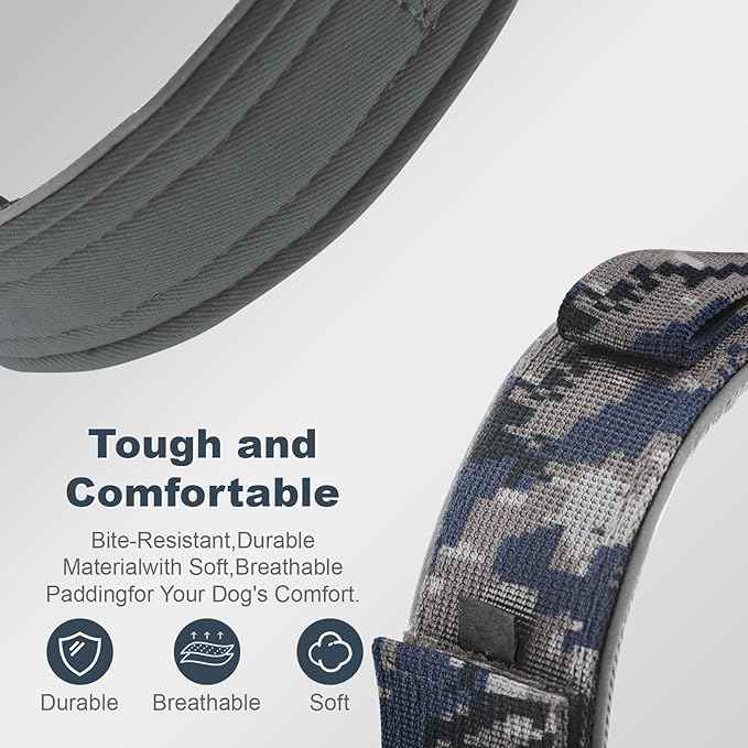 2026 Upgrade Dog Collar with IPX8 Waterproof AirTag Holder,Military Tactical Handle and Ultra-Durable Metal Buckle/Night Reflective,GPS Collar for Medium to Large Dogs (Camouflage Grey/XL)