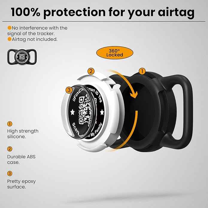 Waterproof AirTag Dog Collar Holder for Apple AirTag QR Code
