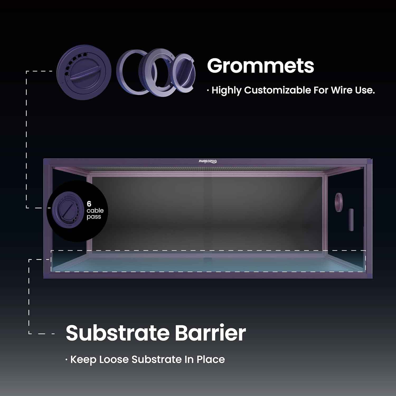 85 Gallon Reptile Tank, Front Opening Snake Tank for Easy Maintenance, Reptile Enclosure with Top Screen Ventilation 48''x24''x18''