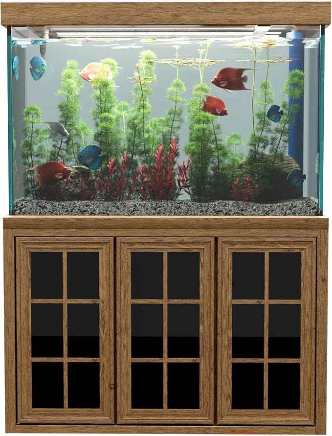 175 Gallon Glass Aquarium with Aluminum Cabinet - Including Sump for Filtration and Circulation, Plumbing, LED, Brown