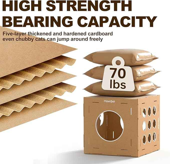 DIY Cat House with Scratcher Cardboard, Condo with Scratching Pads,Cats Play House, DIY Modular Cat Boxes, Indoor Kitty Scratcher Hideout for One or More Cats, Cat Tower Castle Tunnel, 5 Parts