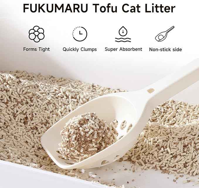 FUKUMARU Tofu Cat Litter, 18 LBS Clumping Cat Litter Flushable, Dust Free, Natural, Unscented, Lightweight, Low Tracking, Mixed Apple Wood, 24/7 Odor Control, 6lb x 3bags