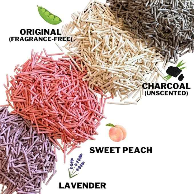 Pea Based Tofu Cat Litter, Dust Free Cat Litter, Low Tracking, and Natural Odor Control, Flushable (4 Bags, Lavender)