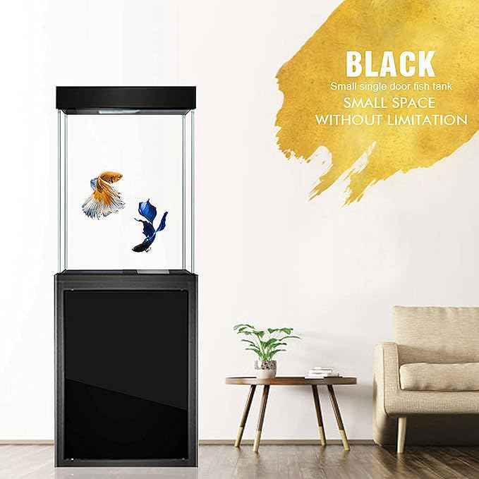 40 Gallon Glass Aquarium with Aluminum Cabinet - Including Sump for Filtration and Circulation, Plumbing, LED, Black