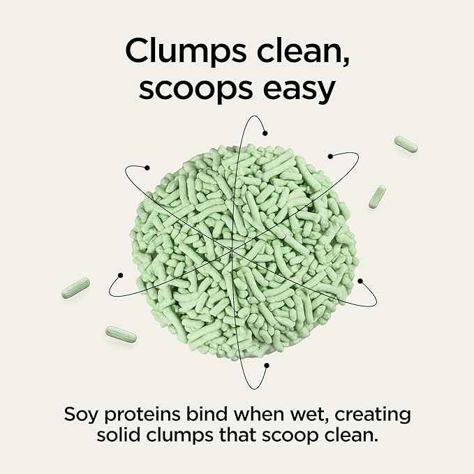Natural Tofu Cat Litter, Fast Clumping and Scoops Easy, Dust-Free, Low Tracking, Quick Drying & Odor Control, Eco-Friendly Plant-Based Cat Litter 5.5lb/88oz – Calm Matcha (1 Pack)