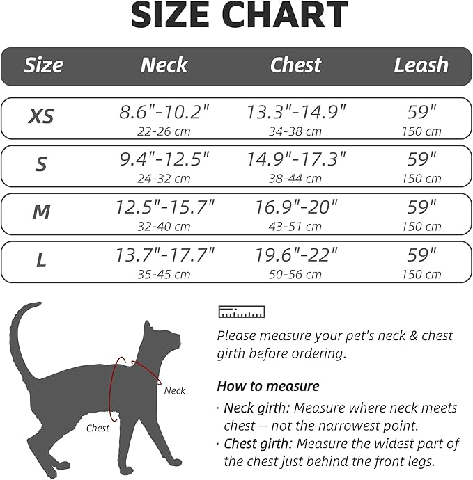 Escape-Proof Cat Harness and Leash Set - Adjustable and Comfortable - Ideal for Walking Cat Outdoors - Fits Small Dogs, Kittens, Medium, and Large Cats (Green, L)