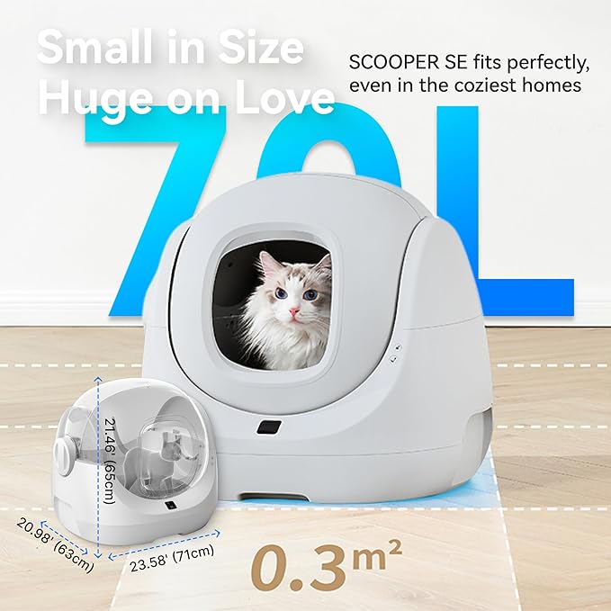 CATLINK Self Cleaning Litter Box, Pinch-Free Safety Protection Automatic Litter Box for Multiple Cats, Kitten, Senior, Short-Legged and Disabled Cat, Suitable for Beginner/Traveler, SE lite