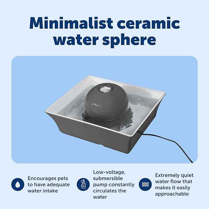 PetSafe Drinkwell Ceramic Pet Water Fountain - Quiet Automatic 70oz Dispenser for Cats & Dogs with Filters - Dishwasher Safe Square Design