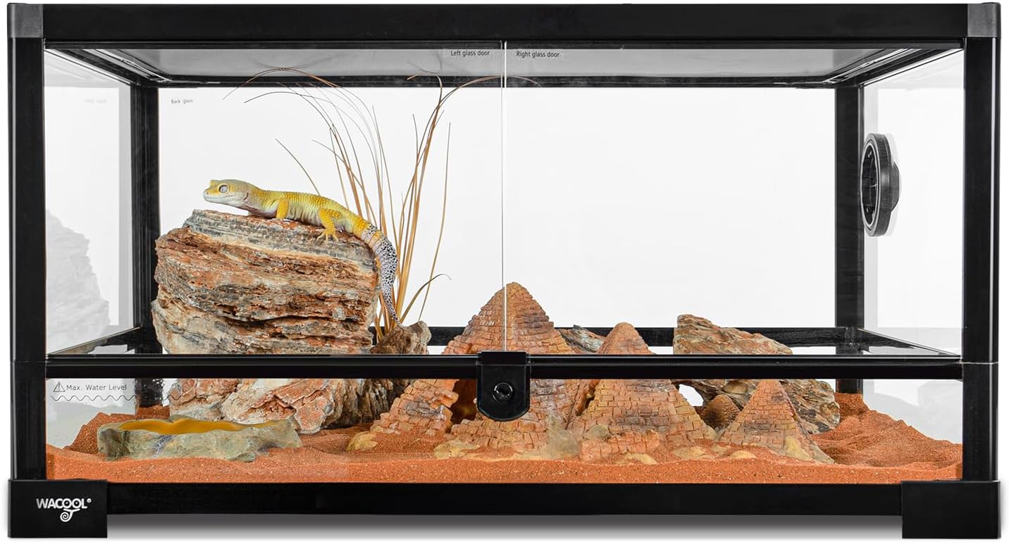 Reptile Tank 20 Gallon, 360°Full Vision Glass Reptile Terrarium 24" x 18" x 12", 24 in Wide Front Opening Reptile Tank for Desert and Tropical Reptiles Gecko Bearded Dragon Snake Hermit Crab - FurryFun