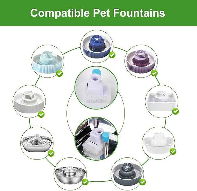 Pet Fountain Filters - 16 Carbon and 4 Foam Pre-Filters for Ceramic/Cupcake Pet Fountain