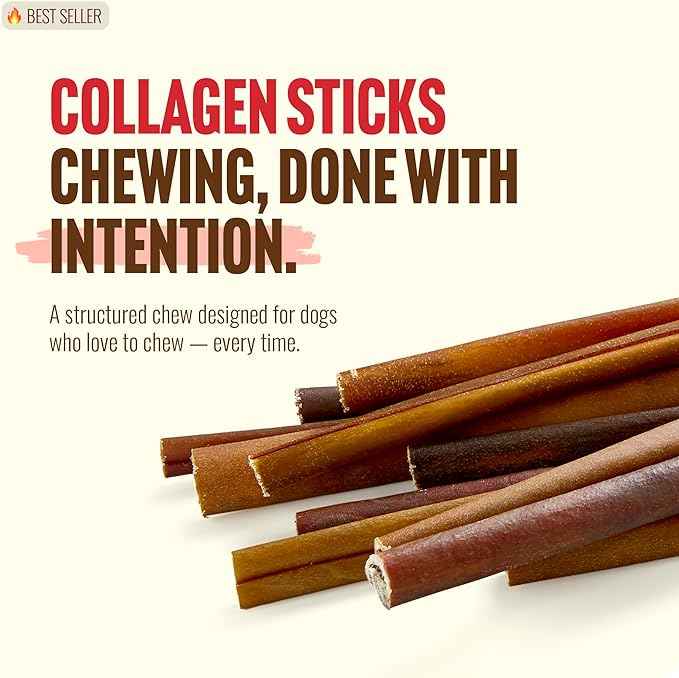 Natural Farm Collagen Sticks (6 Inch, 20 Pack). Odor-Free, 95% Natural Collagen Dog Chews, Supports Healthy Joints, Skin & Coat - Best Rawhide Alternative for Small & Medium Dogs