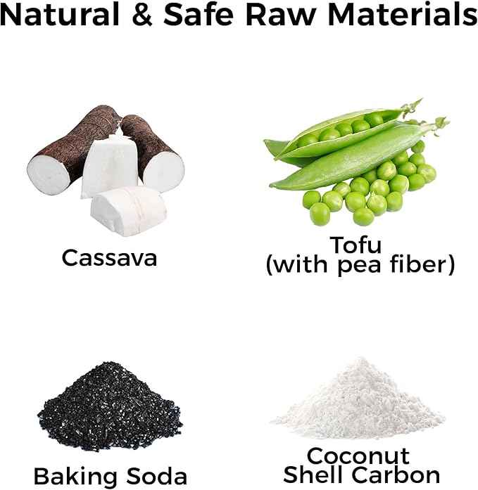 Mixed Tofu & Cassava Cat Litter, Plant-Based Unscented, Fast-Clumping, Dust-Free, Powerful Odor Control with Coconut Carbon, Lightweight, Low Tracking for Cat Owners