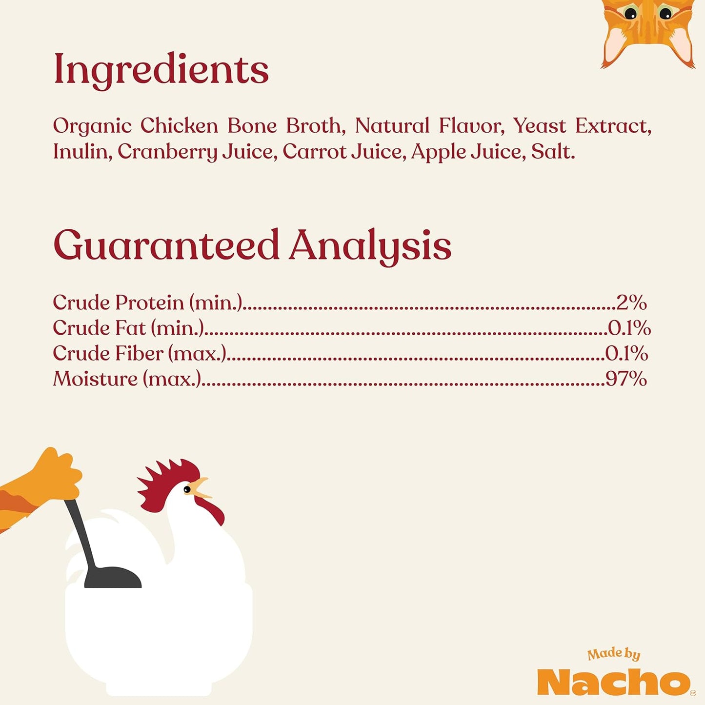 Made by Nacho Bone Broth Cat Food Topper for Hydration and Picky Eaters - Add Protein and Flavor to Your Dry Cat Food – Supports Optimal Nutrition, Digestion, Skin & Coat, 11 oz. (Pack of 4), Chicken