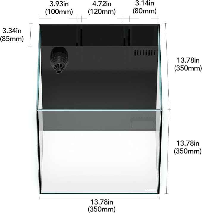 LANDEN 35C 7.2 Gallon Ultra Clear All Glass Rimless Low Iron Aquarium Tank with Rear Filtration Chamber(Pump Included) for Salt and Fresh Water.13.8''Wx13.8''Dx13.8''H 35cm Cube in 6mm Thickness