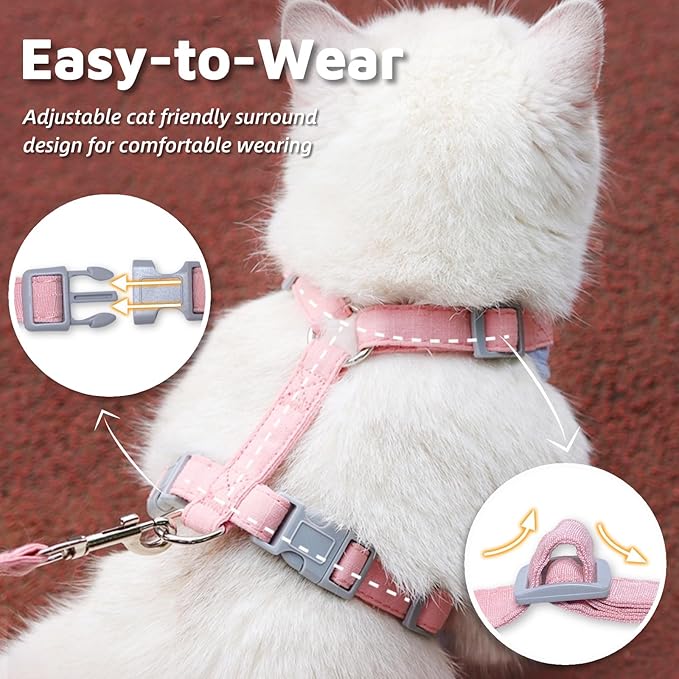 Escape-Proof Cat Harness and Leash Set - Adjustable and Comfortable - Ideal for Walking Cat Outdoors - Fits Small Dogs, Kittens, Medium, and Large Cats (Blue, L)