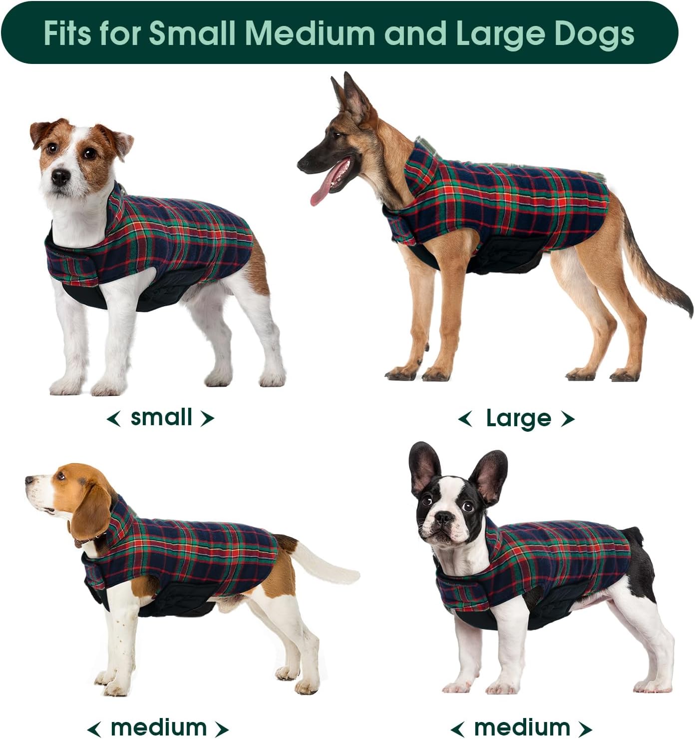 Kuoser Waterproof Dog Coat, Reversible Dog Jacket for Medium Dogs, Adjustable Durable Doggie Winter Coat Warm Puppy Cold Weather Apparel from Small to Large Breed, RoyalBlue M