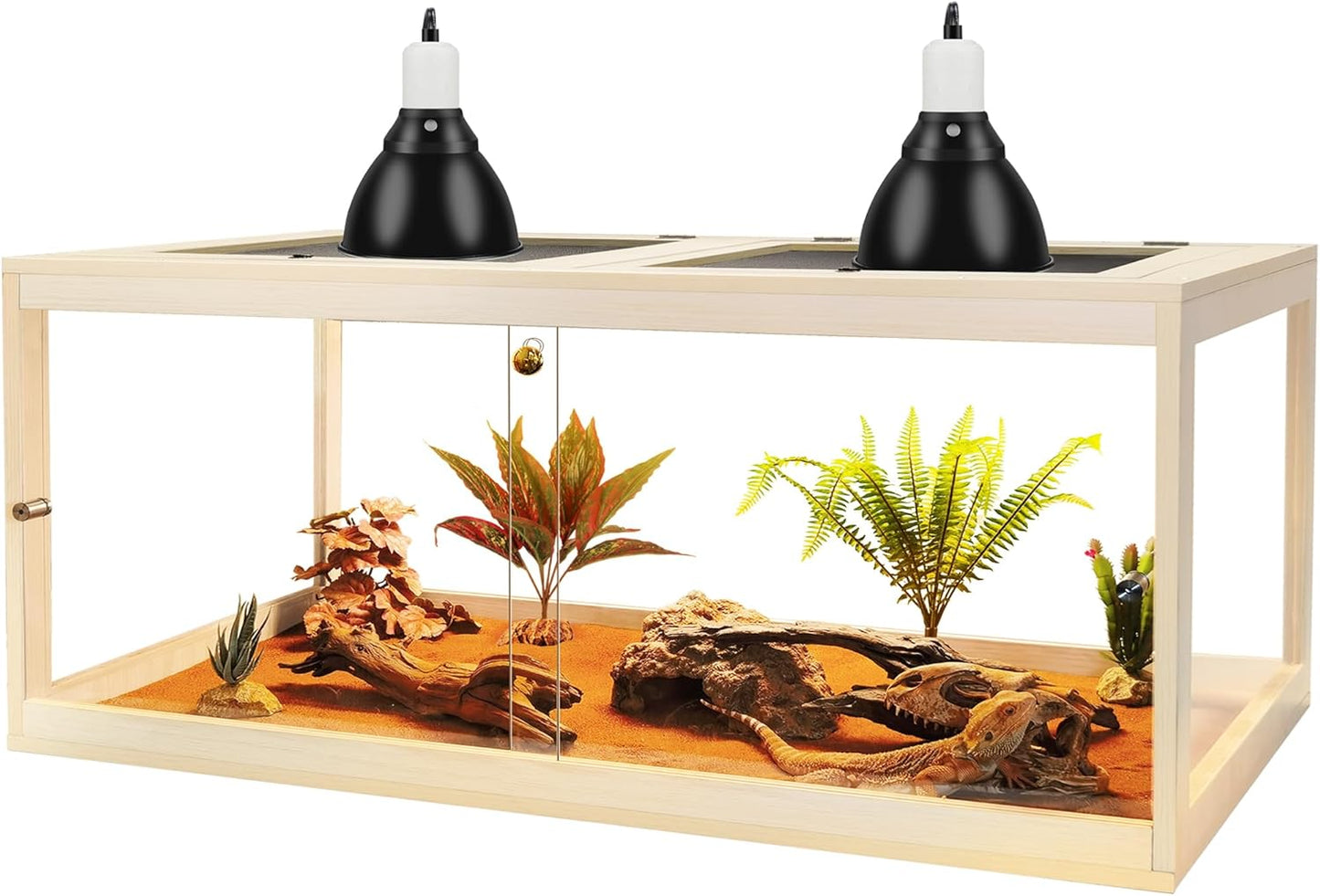 Prolee Reptile Terrarium Tank Up to 78 Gallon, Lizard Tank Bearded Dragon Tank with Metal Mesh Roof Door, Snake Tank with Lock Design (Oak, 78 Gallon Volume, 48 Inch Length) - FurryFun