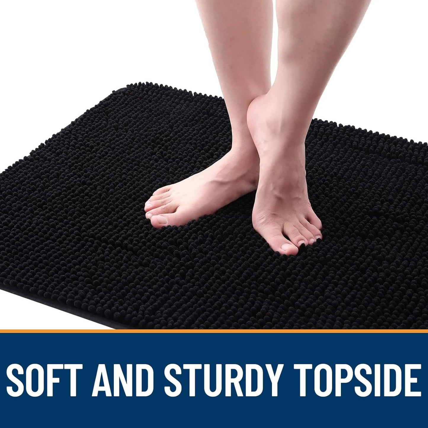 OLANLY Dog Door Mat for Muddy Paws 44x24, Absorbs Moisture and Dirt, Absorbent Non-Slip Washable Doormat, Quick Dry Chenille Mud Mat for Dogs, Entry Indoor Entryway Carpet for Inside Floor, Black
